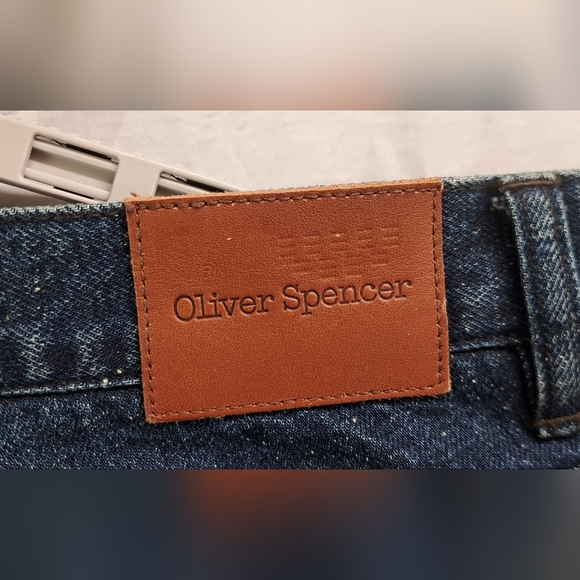 Oliver Spencer Men's Jeans Dark Blue Speckled Button Fly Size 34 Actual 35x32.5 - Picture 5 of 13